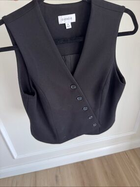 Evereve Black Asymmetrical Button-Front Vest